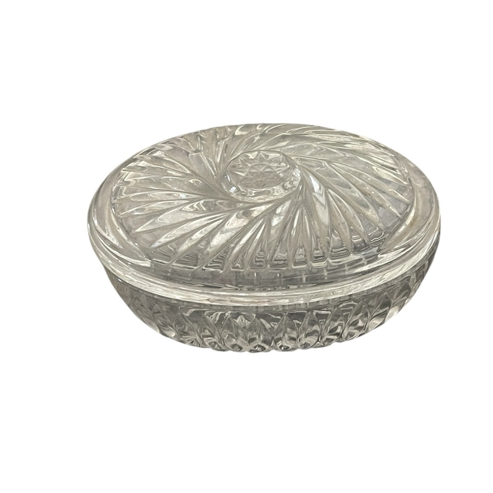 Vintage Glass Trinket Dish with Lid